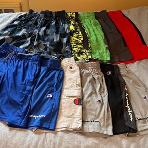 Bundle~11 Pairs of Youth Boys Athletic Shorts~Under Armour, Champion, Dry Tek